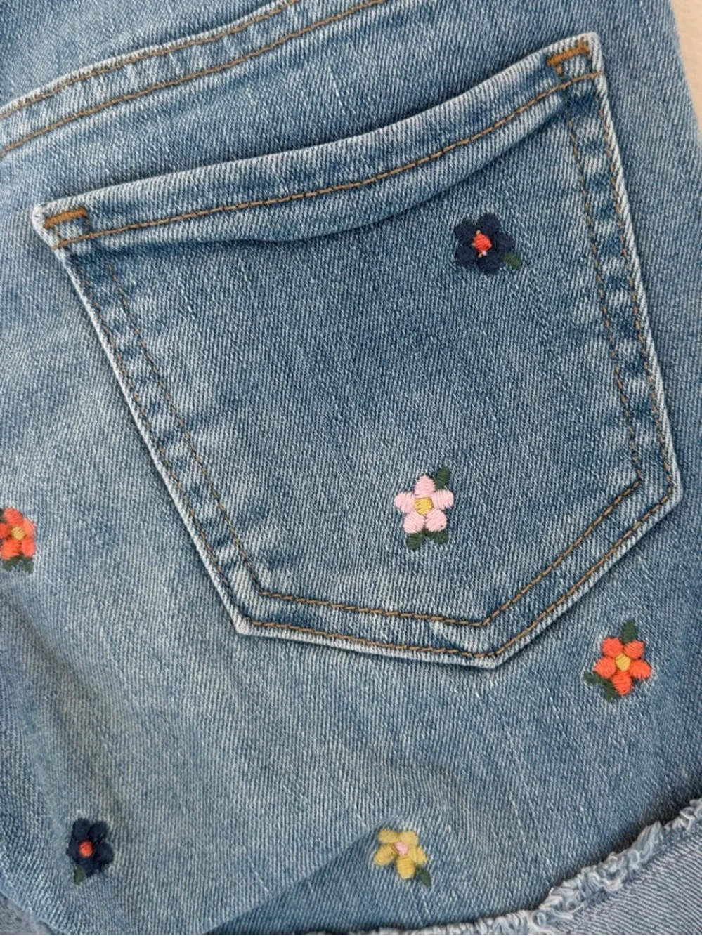 Gap Midi Girls' Blue Denim Embroidered Floral Shorts Size 8